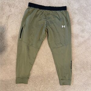 XXL Men’s Under Armour Olive Green & Black Logo-Detail Athletic Pants